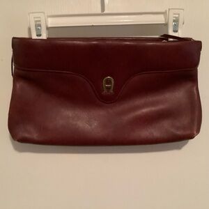 Vintage Etienne Aigner Burgundy Leather Clutch